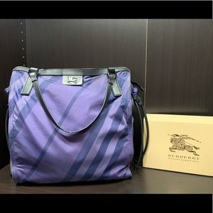 Authentic Burberry Purple Nova Check Nylon Tote